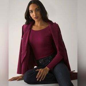 WHBM | Ribbed Bateau Neck Pullover Pinot